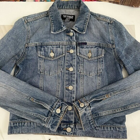 Vintage Polo Jeans Co. Ralph Lauren Denim Jacket 90s Y2K Black Label - Picture 1 of 8